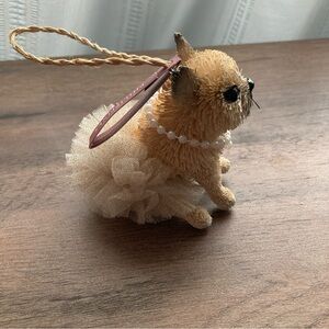 Bottle Brush Bristle BULLDOG Ballerina Pearls Pottety Barn  Ornament NEW